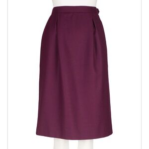 Yves Saint Laurent, Vintage Deep Purple Wool High-Waisted Pencil Skirt, 42